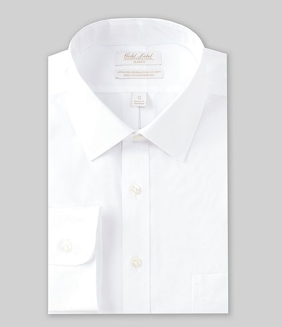 Gold Label Roundtree & Yorke Non-Iron Slim-Fit Spread Collar Solid Dress Shirt