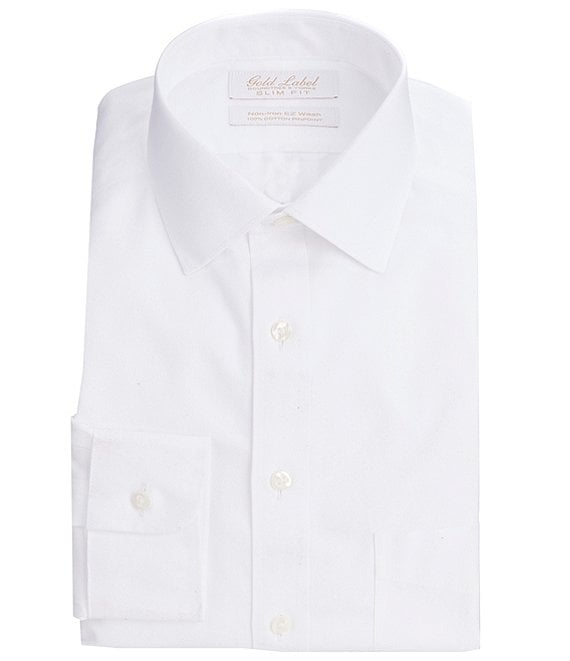 Gold Label Roundtree & Yorke Non-Iron Slim-Fit Spread-Collar Solid ...