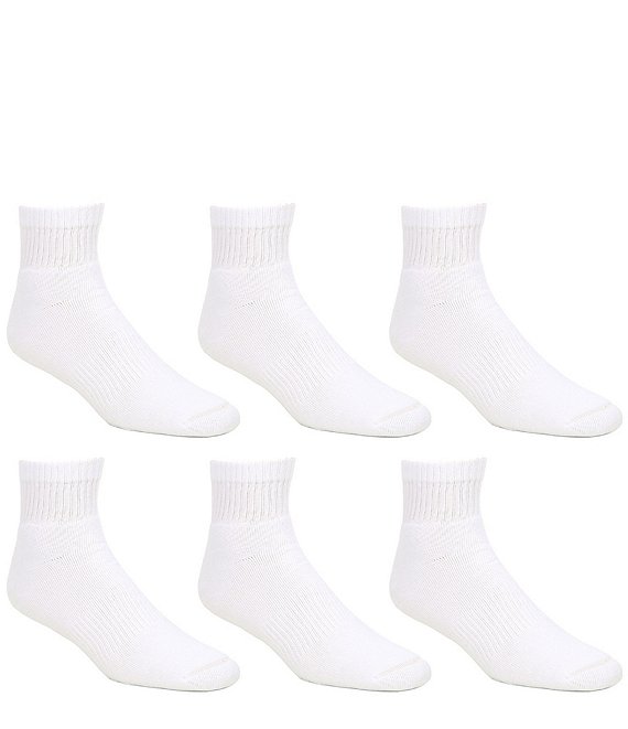 Color:White - Image 1 - Gold Label Roundtree & Yorke Quarter Athletic Socks 6-Pack