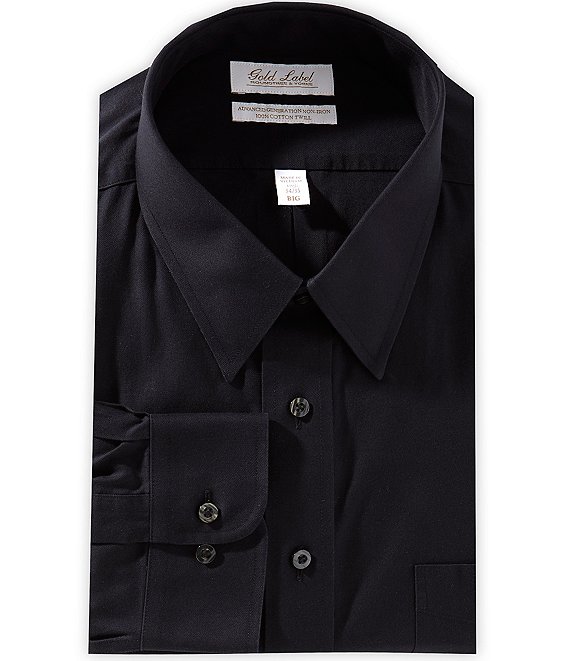 Gold Label Roundtree & Yorke Big & Tall Non-Iron Solid Point Collar Dress Shirt