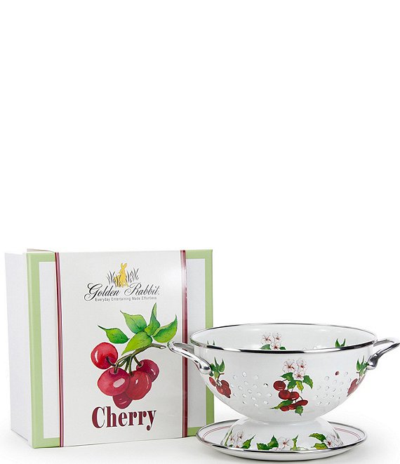 Golden Rabbit Enamelware Cherry Colander Giftbox Set