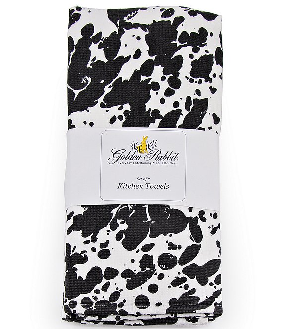 Color:Black - Image 1 - Cotton Swirl Kitchen Towels, Set of 2