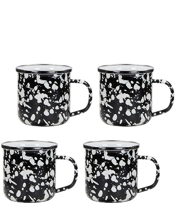 Color:Black - Image 1 - Enamelware Black Swirl Adult Mugs, Set of 4