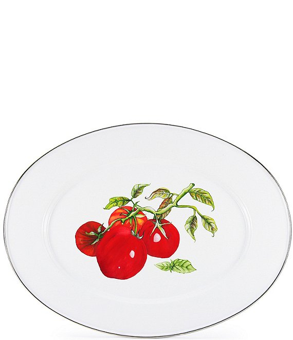 Golden Rabbit Enamelware Tomatoes Oval Platter