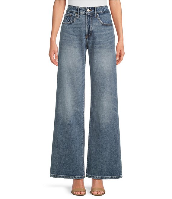 Good American Good Ease Mid-Rise Wide Leg Jean | Dillard's