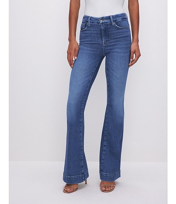 Good American Good Legs Flare Deep V Back Jeans | Dillard's