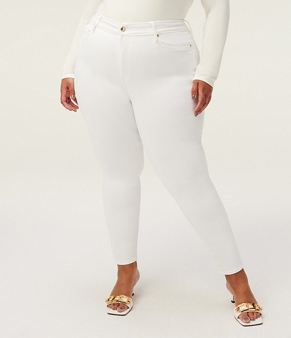 Color:White - Image 1 - Plus Size Good Legs High Rise Skinny Stretch Denim Cropped Jeans