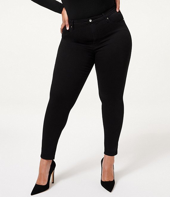 Color:Black001 - Image 1 - Plus Size Good Legs High Waisted Stretch Denim Skinny Jeans