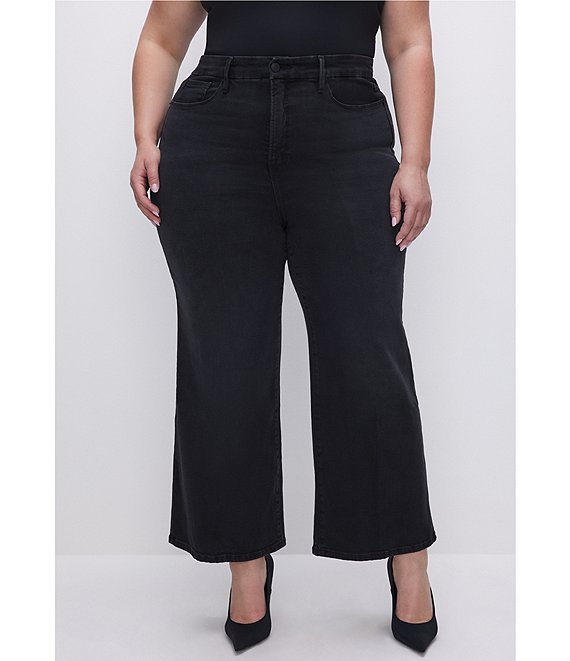 Good American Plus Size Good Waist Cropped Palazzo Jeans