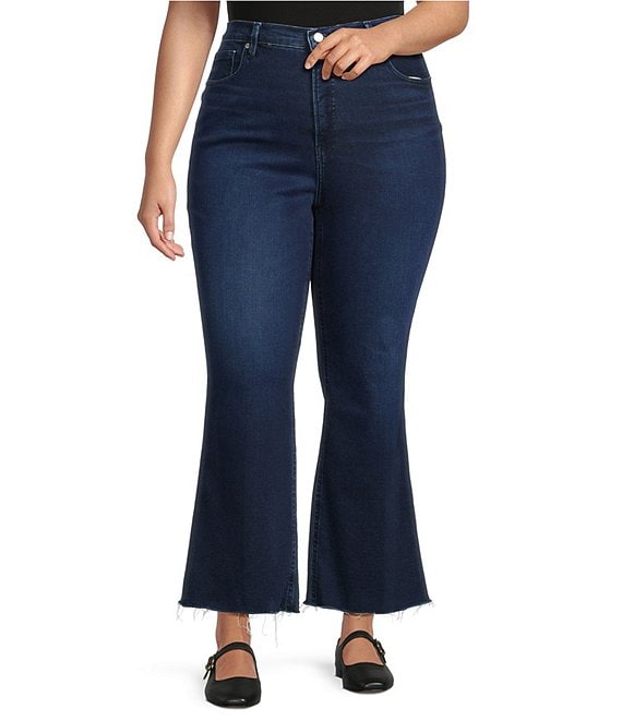 Good American Plus Size Soft Tech Good Standard Kick Flare High Rise Denim Jeans, Indigo1068 - Image 1