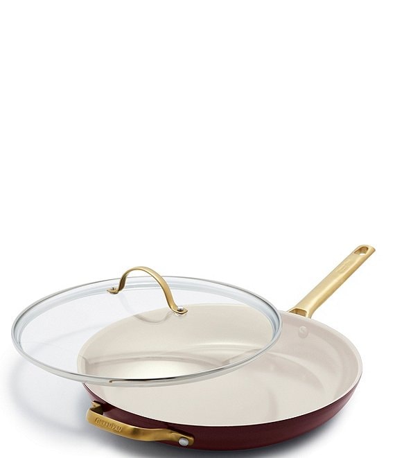 Color:Merlot - Image 1 - Reserve Ceramic Nonstick 12#double; Covered Fry Pan with Helper Handle