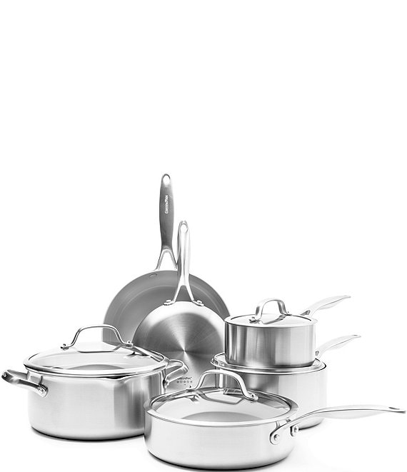 GreenPan 10-pc Stainless Steel Ceramic Non-Stick Tri-ply Cookware Set 