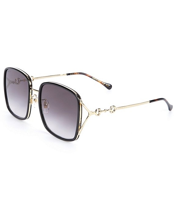 Color:Shiny Black - Image 1 - Logo Square Framed Sunglasses