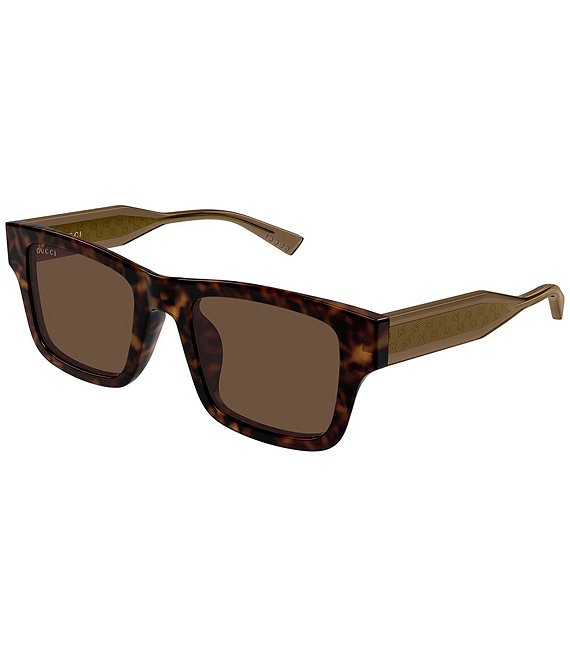 Gucci Men's G Monogram Wirecore 52mm Square Sunglasses