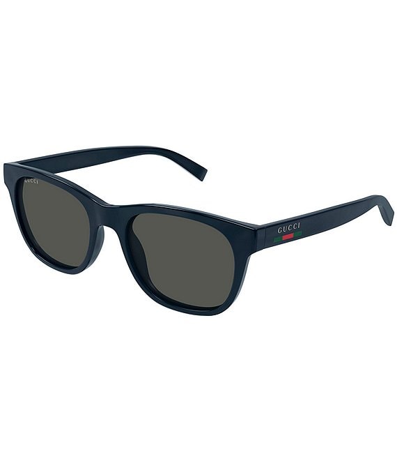 Gucci Men's Gucci Lines 54mm Square Sunglasses, Shiny Solid Grey Blue/Grey - Image 1