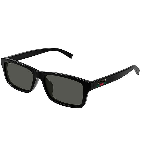 Gucci Men's Gucci Lines 57mm Rectangle Sunglasses, Shiny Black - Image 1