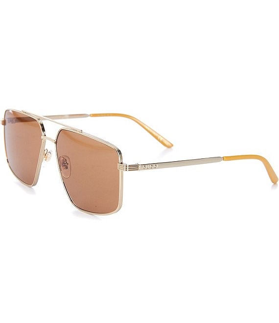 Gucci Men's 60mm Navigator Sunglasses Gold