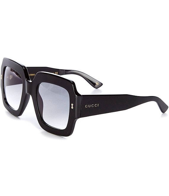  Gucci Women's Rectangular Sunglasses, Shiny Black, One Size :  Clothing, Shoes & Jewelry