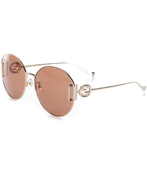 Round Sunglasses - Brown/gold-colored - Ladies