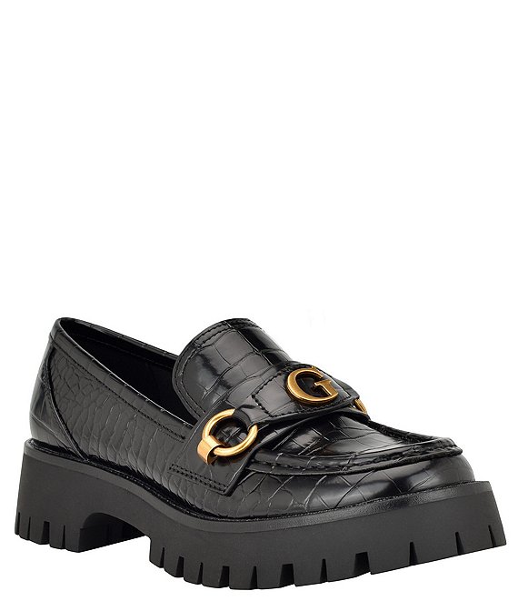 Guess Almost Patent Lugged Loafers | Dillard's
