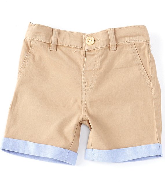 Color:Khaki - Image 1 - Baby Boys Newborn-24 Months Sateen Chino Flat Front Shorts