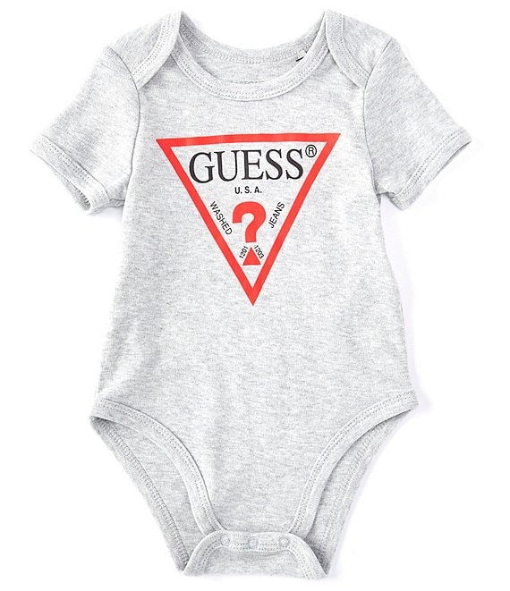 Color:Grey - Image 1 - Baby Newborn-24 Months Short-Sleeve Logo Bodysuit