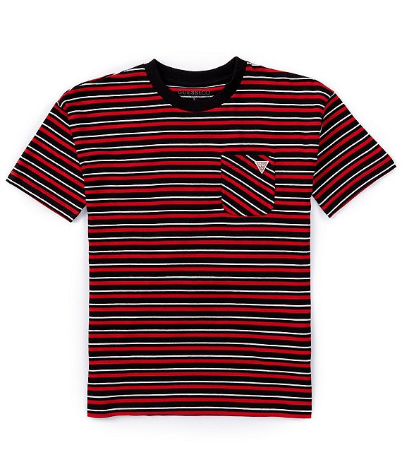 Red and white striped guess shirt online