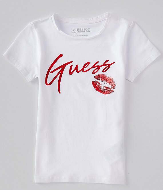 Color:Pure White - Image 1 - Big Girls 7-16 Short Sleeve Lips T-shirt