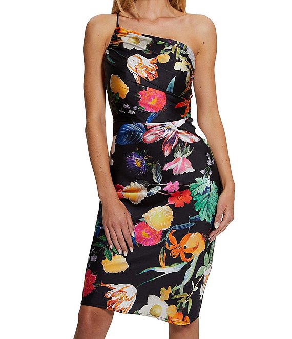 Guess Cindy Floral Printed One Shoulder Sheath Dress Dillard s