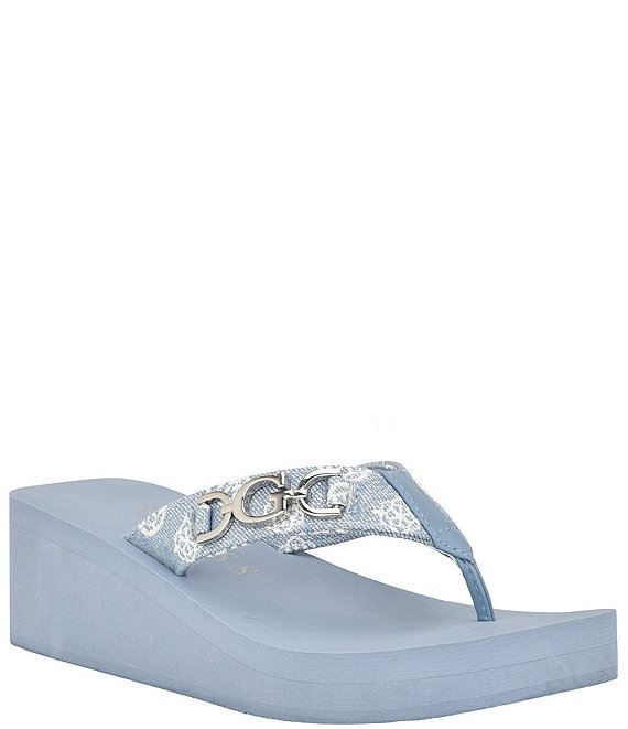 Guess wedge best sale thong sandals