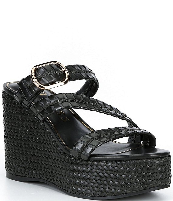 Guess Evana Woven Platform Wedge Slide Sandals