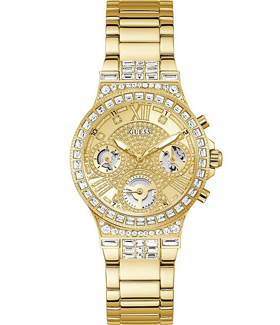 Color:Gold - Image 1 - Women's Gold-Tone Glitz Stainless Steel Multifunction Watch