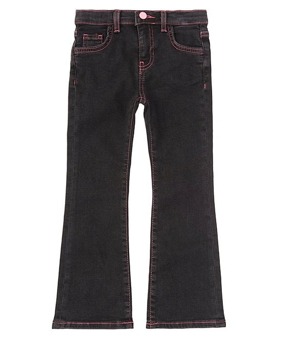Color:Black - Image 1 - Little Girls 2T-7 Black Denim Flare Jeans