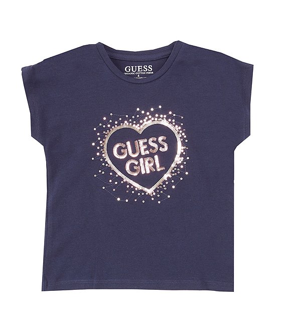 Guess Little Girls 2T-7 Short Sleeve Heart Guess Girl T-Shirt | Dillard's