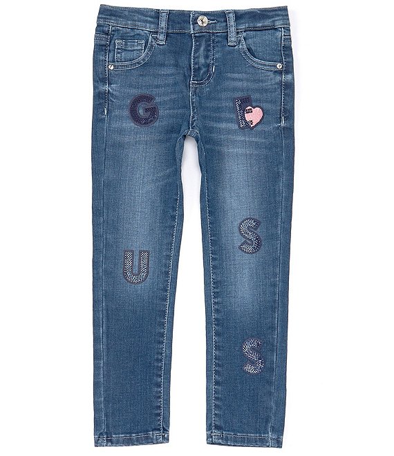 Color:Medium Blue - Image 1 - Little Girls 2T-7 Stretch Denim Skinny Jeans