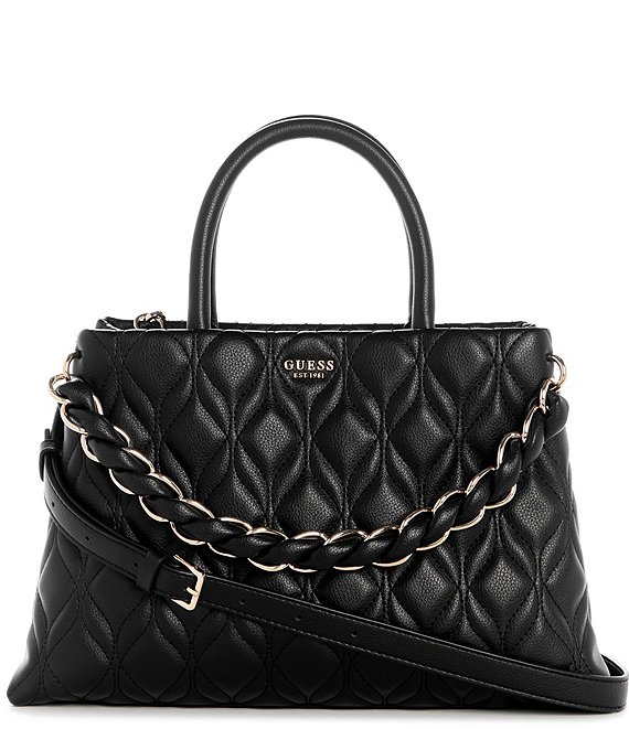 Guess Maxine Girlfriend Quilted Satchel Top Handle Chain Strap Bag