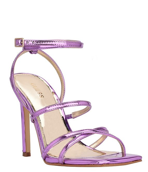 Guess Sabie Mirror Metallic Square Toe Strappy Dress Sandals | Dillard's