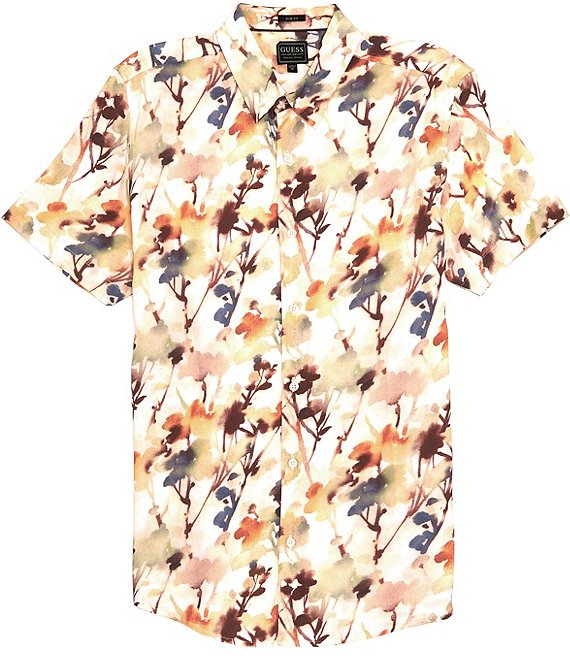 Guess Short-Sleeve Eco Rayon Desert Poppy Woven Shirt | Dillard's