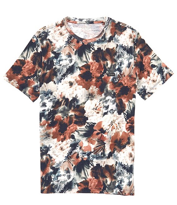 Guess Men's Short Sleeve Floral Watercolor T-Shirt