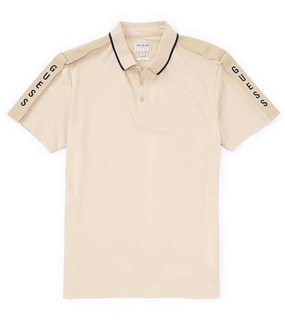 Color:Beige - Image 1 - Short Sleeve Pique Guess Tape Polo