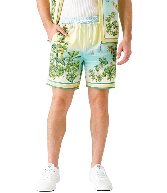Guess Coordinating Sunset Riviera Charm Flat Front Drawstring Shorts