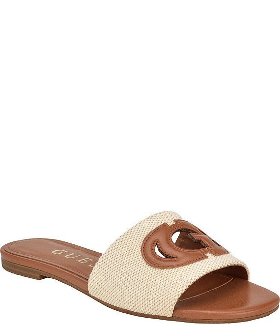 Guess Tashia4 Logo Cut-Out Slide Sandals | Dillard's