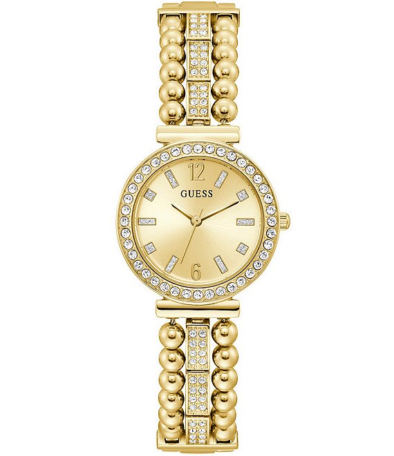 Guess Women's Glitz Quartz Analog Gold Stainless Steel Bracelet Watch ...