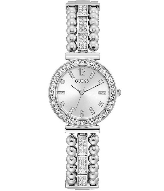 Color:Silver - Image 1 - Women's Quartz Analog Silver Stainless Steel Glitz Bracelet Watch