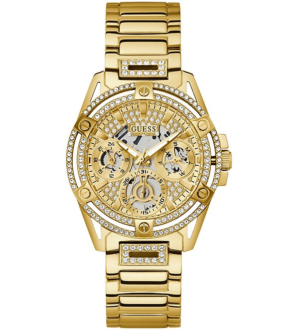 NWT GUESS $125 Swarovski Crystal Gold Daisy Bracelet Womens Watch U12627L1  FS | eBay