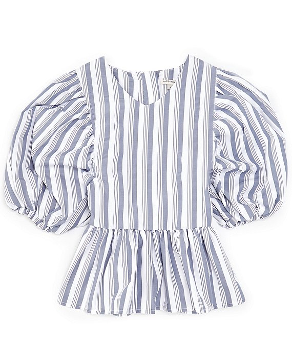 Habitual Big Girls 7-16 Balloon Sleeve Stripe Woven Top | Dillard's
