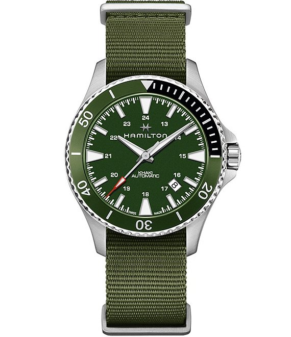 Color:Green - Image 1 - Men's Khaki Scuba Automatic Green NATO Strap Watch