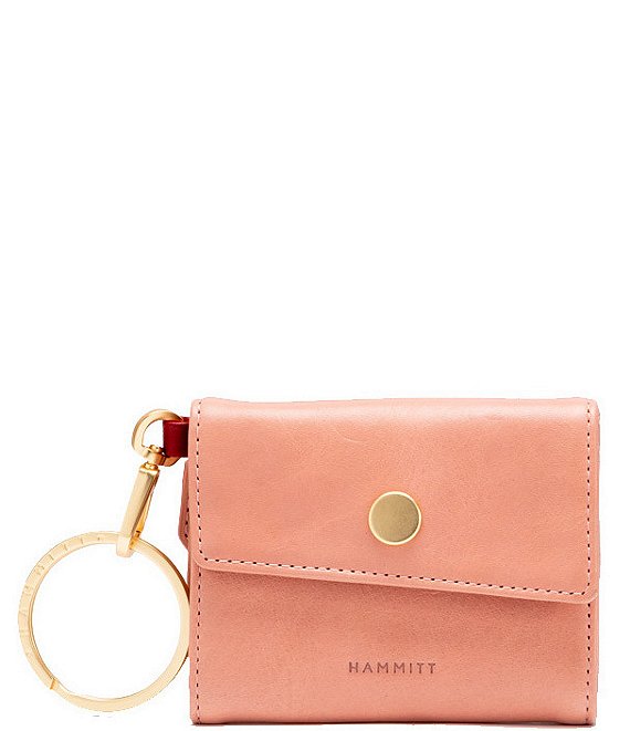 Color:Pink Sands/Brush Gold - Image 1 - Royce Pink Leather Keychain Wallet