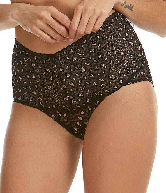 Color:Black/Praline - Image 1 - Leopard Print Cross-Dyed Retro Bikini Panty