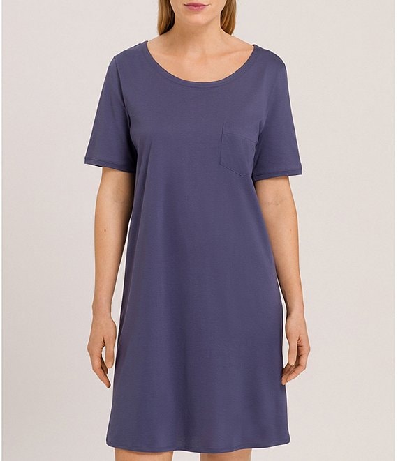 Hanro Deluxe Short Sleeve Round Neck Cotton Nightgown
